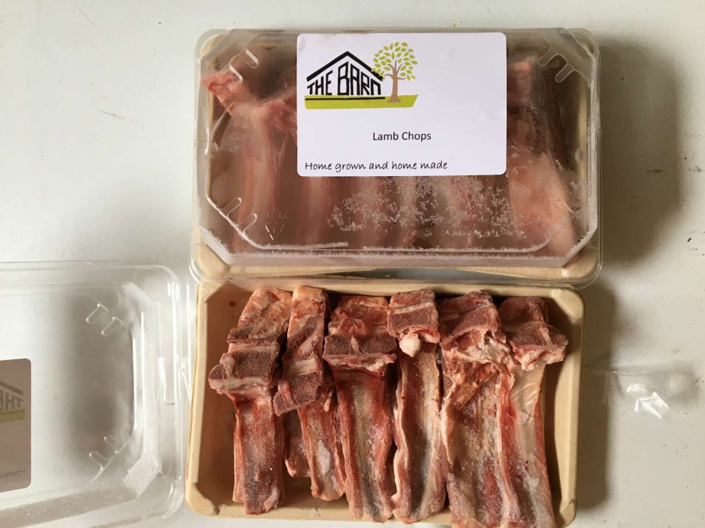 Lamb chops in packaging